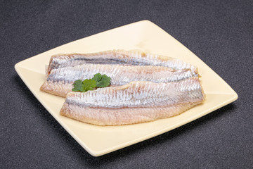 Herring fillet in the bowl