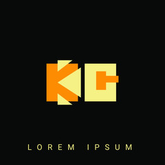 Modern creative shaped KG, GK, K, G logo. Initial Logo Designs Templete with Black Background. Vector Illustration

