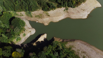 View of the beautiful lake and mountains.