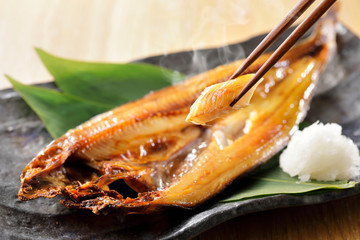 ほっけの焼き魚　Grilled fish of Hokke(Arabesque greenling) Japanese style
