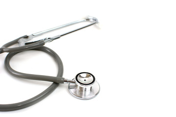 Gray Stethoscope isolated on white background.