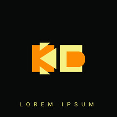 Modern creative shaped KD, DK, K, D logo. Initial Logo Designs Templete with Black Background. Vector Illustration
