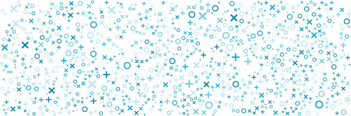 Retro Eighties Pattern Abstract Background on white background for wide banner. Square cross triangle circle