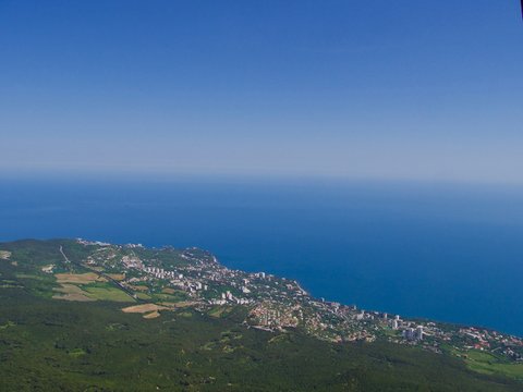 Sunny Aj-Petri Mountain top view , Crimea,