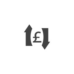 Vector up and down arrow and pound sign icon on white isolated background.