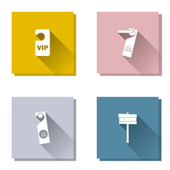 Vector set icon tag on the door. Hotel door hanger and  wooden sign. Layers grouped for easy editing illustration. For your design