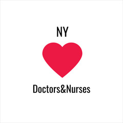 poster, illustration with the inscription NY love doctors and nurses for the kindness of people
