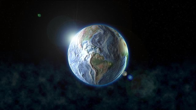 The relief Earth rotates in space