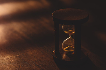 hourglass sand timer on a table