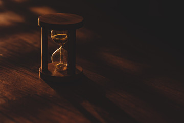 hourglass sand timer on a table