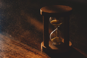hourglass sand timer on a table