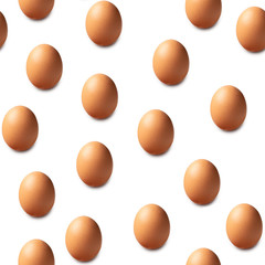 Seamless texture made of eggs on white background. Minimal food pattern