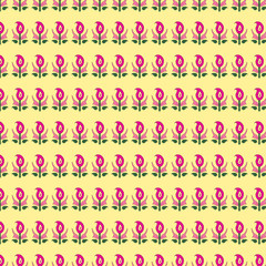 cute pink floral seamless pattern on yellow backdrop. beautiful illustration.