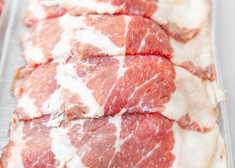 Freshness sliced raw beef in food container