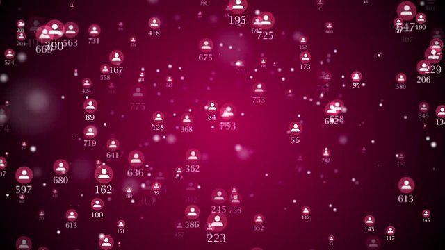 Ukraine, Dnepr, 03/31/2020 Icons of subscribers. Subscribers are randomly flying. Timecode Icons. Hype on Instagram