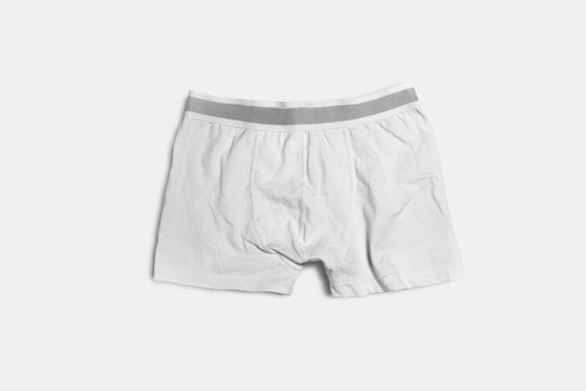 Underwear or Underpants Mock-up and clothing for men on white background.White men's briefs. High-resolution photo.Top view.