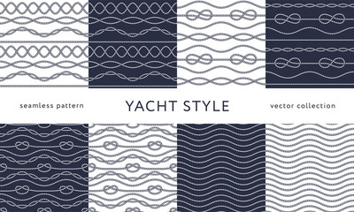 Nautical rope seamless patterns. Yacht style design. - 337978709