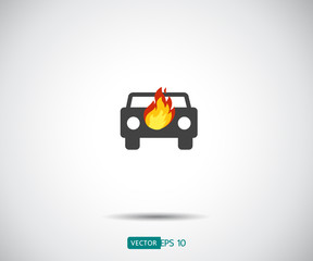 car fired Vehicle insurance Icon. Flat pictograph Icon design, Vector illustration