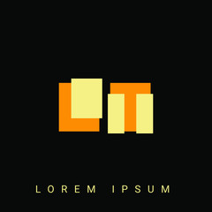 Modern creative shaped LT, TL, L, T logo. Initial Logo Designs Templete with Black Background. Vector Illustration 