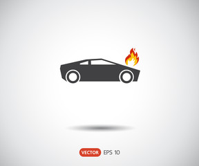 car fired Vehicle insurance Icon. Flat pictograph Icon design, Vector illustration