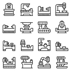 Lathe icons set. Outline set of lathe vector icons for web design isolated on white background