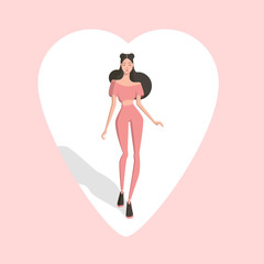 Beautiful girl in pink clothes.