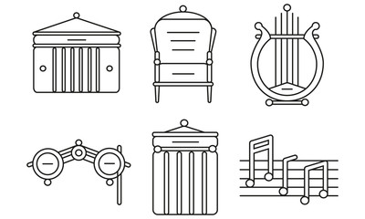 Theater icons set. Flat icons of art and culture.