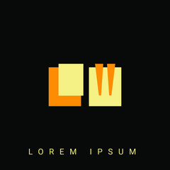 Modern creative shaped LW, WL, L, W logo. Initial Logo Designs Templete with Black Background. Vector Illustration
