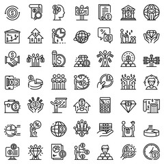 Broker icons set. Outline set of broker vector icons for web design isolated on white background