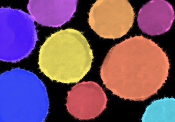 Colorful art dots paint like brush stroke illustration abstract background for greeting card, fabric, book cover, kids, holiday on white. Pastel watercolor spot
