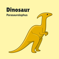 Cartoon dinosaur - parasaurolophus. Cute character for children. Vector illustration in cartoon style.