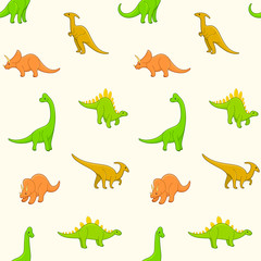 Simple seamless trendy animal pattern with dinosaur. Cartoon vector illustration.