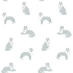 Cartoon husky dogs sketch line icon. Сute dog icons set. Childish print for nursery, kids apparel, poster, postcard, pattern.