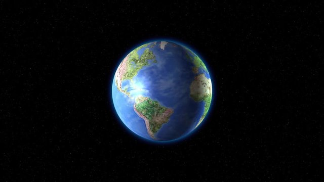 The earth's globe rotates in space