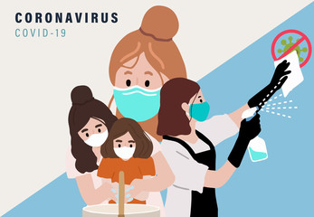 Novel coronavirus background and covid-19 concept design to prevent the spread of bacteria, viruses.Vector illustration for poster
