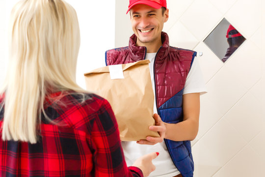 Man Food Delivery In An Apartment