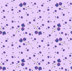 
Seamless pattern. Vector illustration. Color floral print. Floral elements on colored background. Ornament from wildflowers. Print for packaging, wrapper, and fabric. Field poppies. Spring and summer