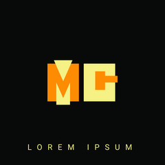 Modern creative shaped MG, GM, M, G logo. Initial Logo Designs Templete with Black Background. Vector Illustration
