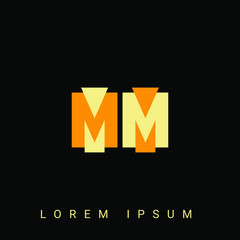 Modern creative shaped MM, MM, M, M logo. Initial Logo Designs Templete with Black Background. Vector Illustration
