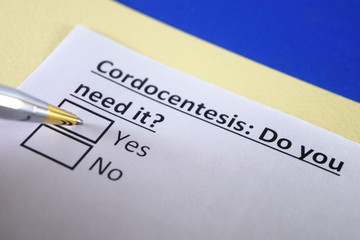 Obraz premium One person is answering question about cordocentesis..