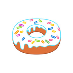 Donut icon. Illustration of a glazed donut drawn in a flat style. Isolated object. Vector 8 EPS.