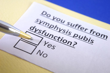 One person is answering question about symphysis pubis dysfunction.