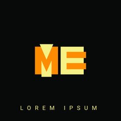 Modern creative shaped ME, EM, M, E logo. Initial Logo Designs Templete with Black Background. Vector Illustration
