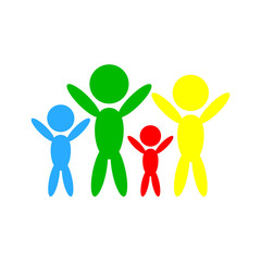 Happy family of four persons vector illustration isolated on white