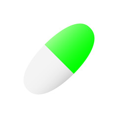 White and green pill vector illustration isolated on a white background