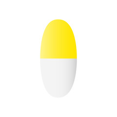 White and yellow pill vector illustration isolated on a white background