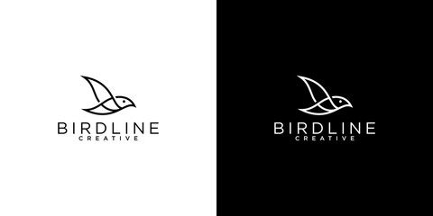 Bird line logo design template