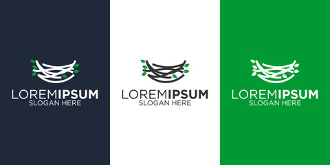 Nest and leaf  logo design templates