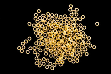 pasta rings isolated on a black background