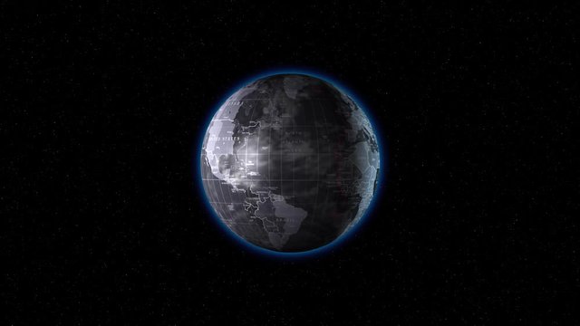 The earth with meridians rotates